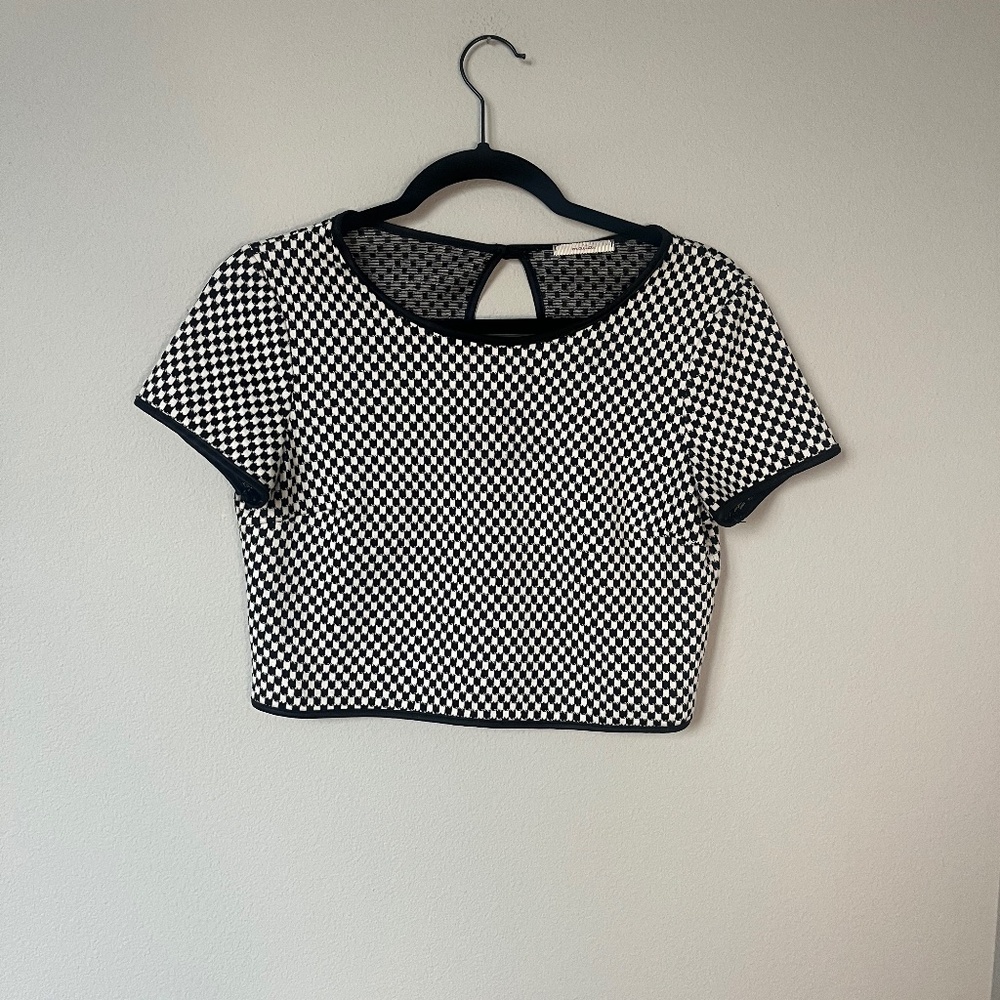 Y2K Checkered Grunge Crop Top with Keyhole Back made in USA